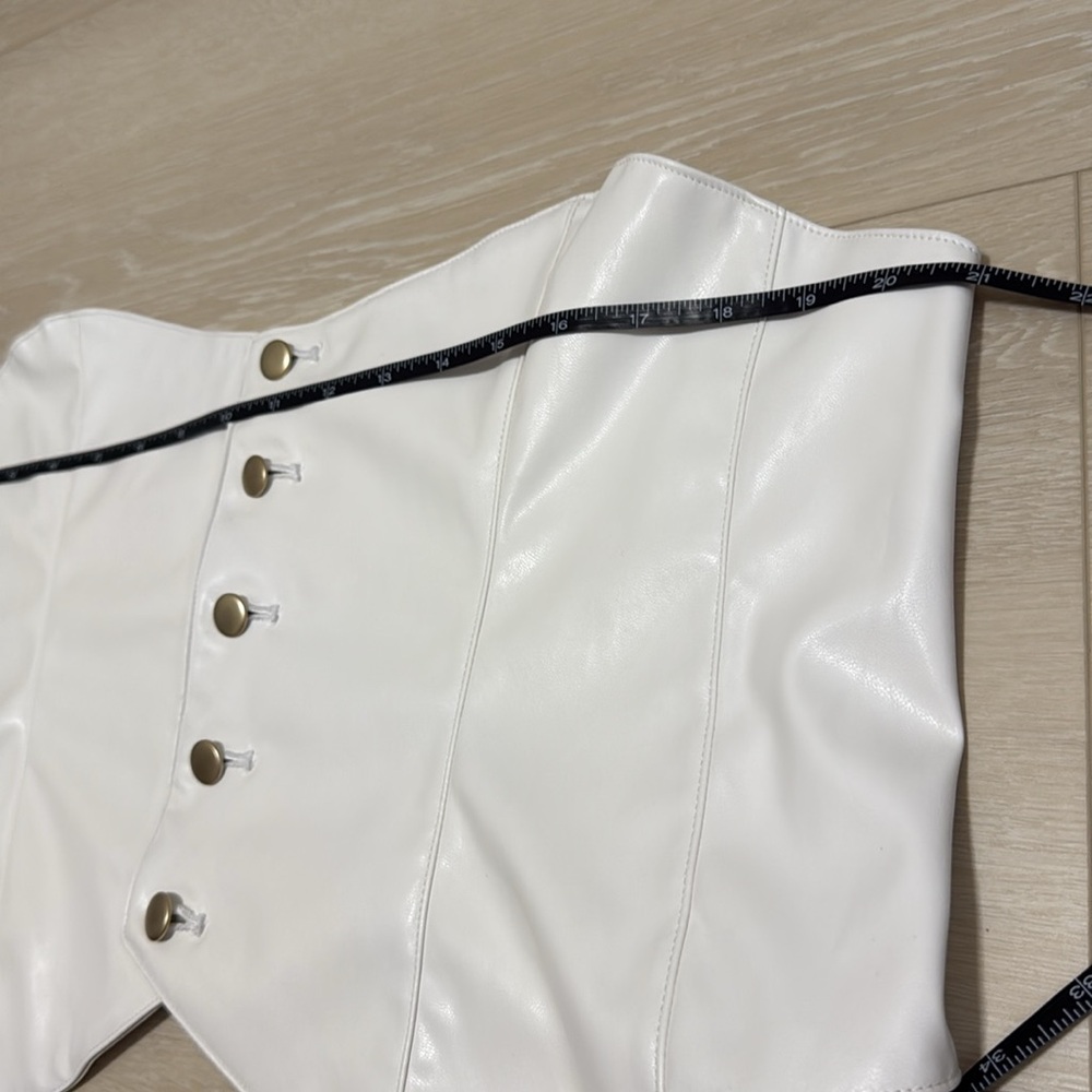 ✨White Bustier with Gold Accented Button Closure - Picture 3 of 4